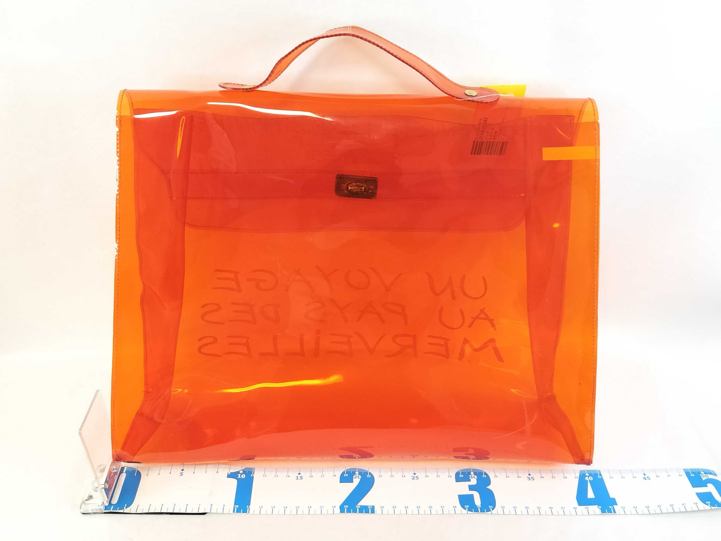 HERMES Vinyl Kelly PVC Tote Bag Orange Tote Bag