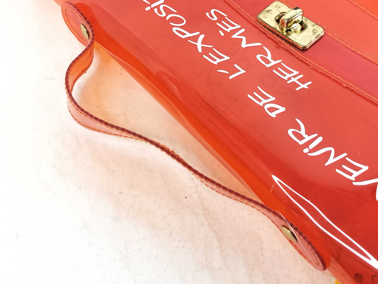 HERMES Vinyl Kelly PVC Tote Bag Orange Tote Bag