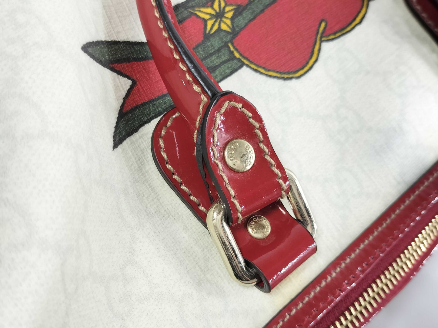 GUCCI Bamboo 189895 PVC Sherry Ribbon Boston Bag