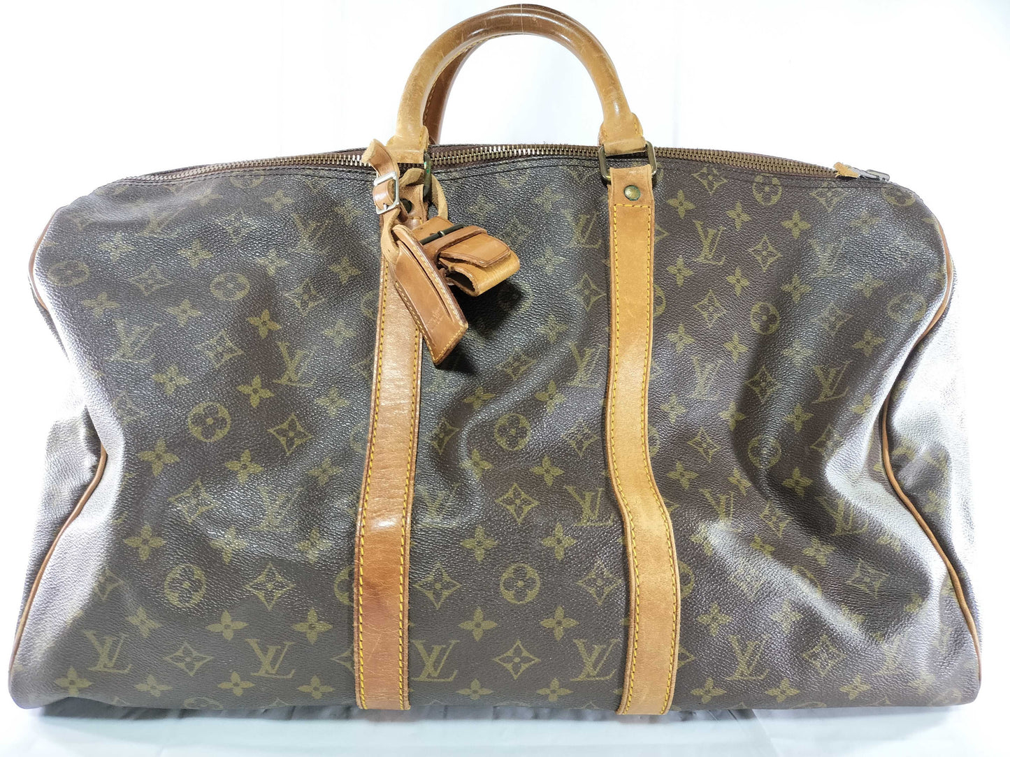LOUIS VUITTON Monogram Keepall 50 Boston Bag with Torn Zipper Top