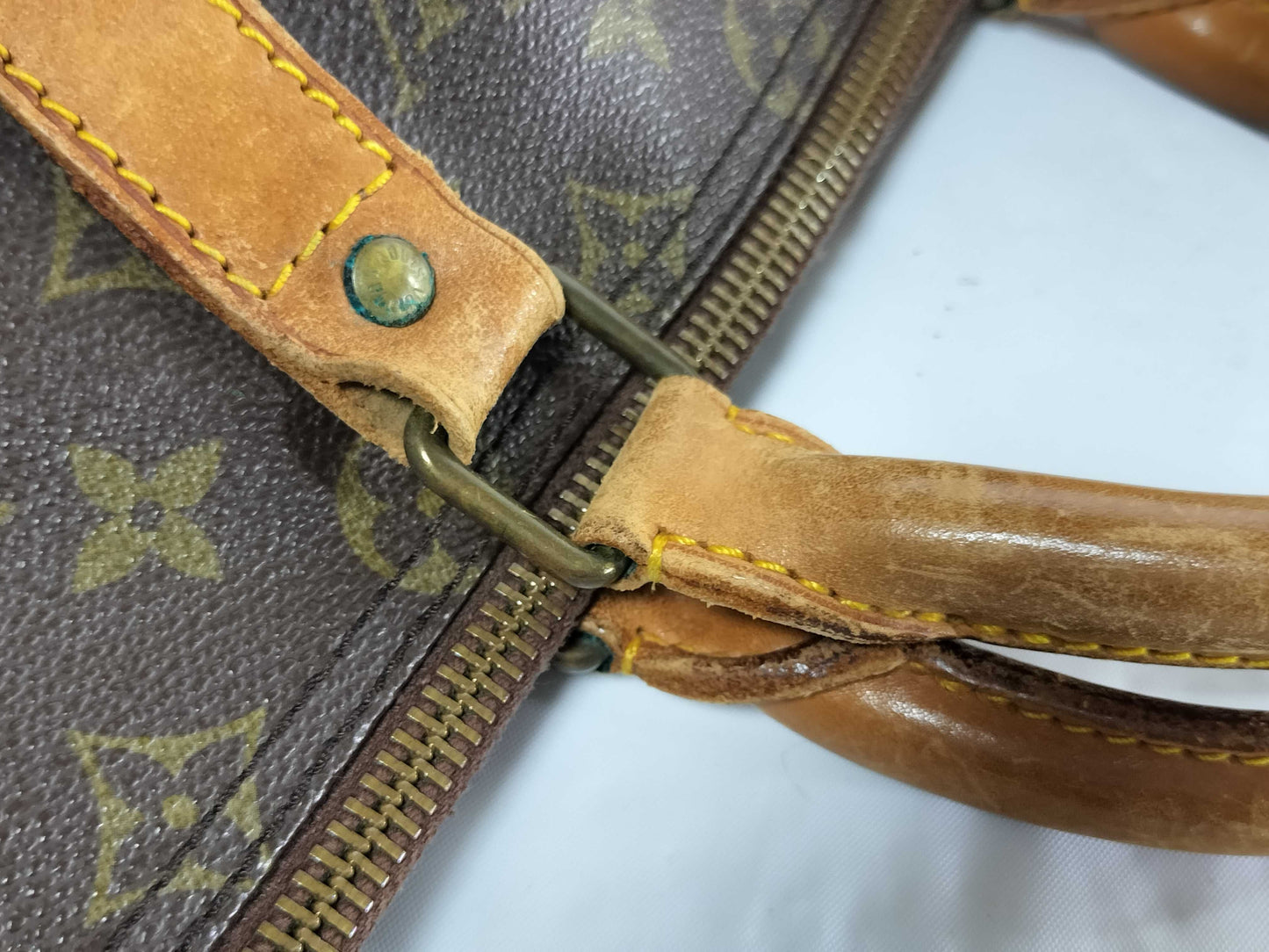 LOUIS VUITTON Monogram Keepall 50 Boston Bag with Torn Zipper Top