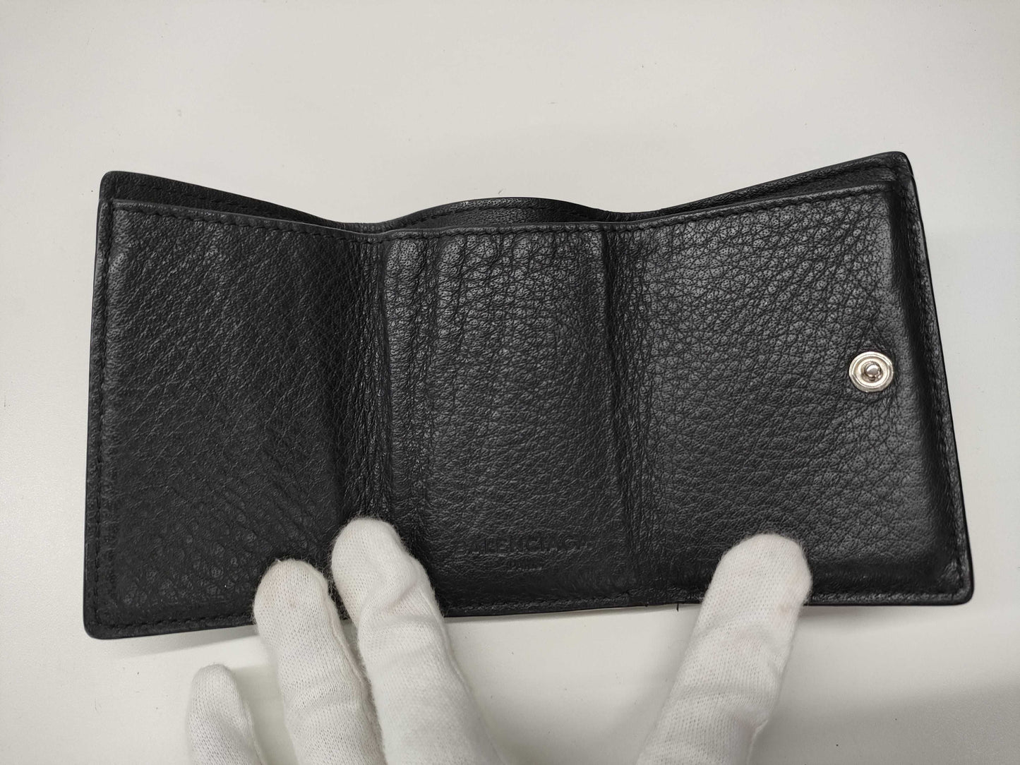 BALENCIAGA Leather Tri-fold Wallet Black 391446 Wallet