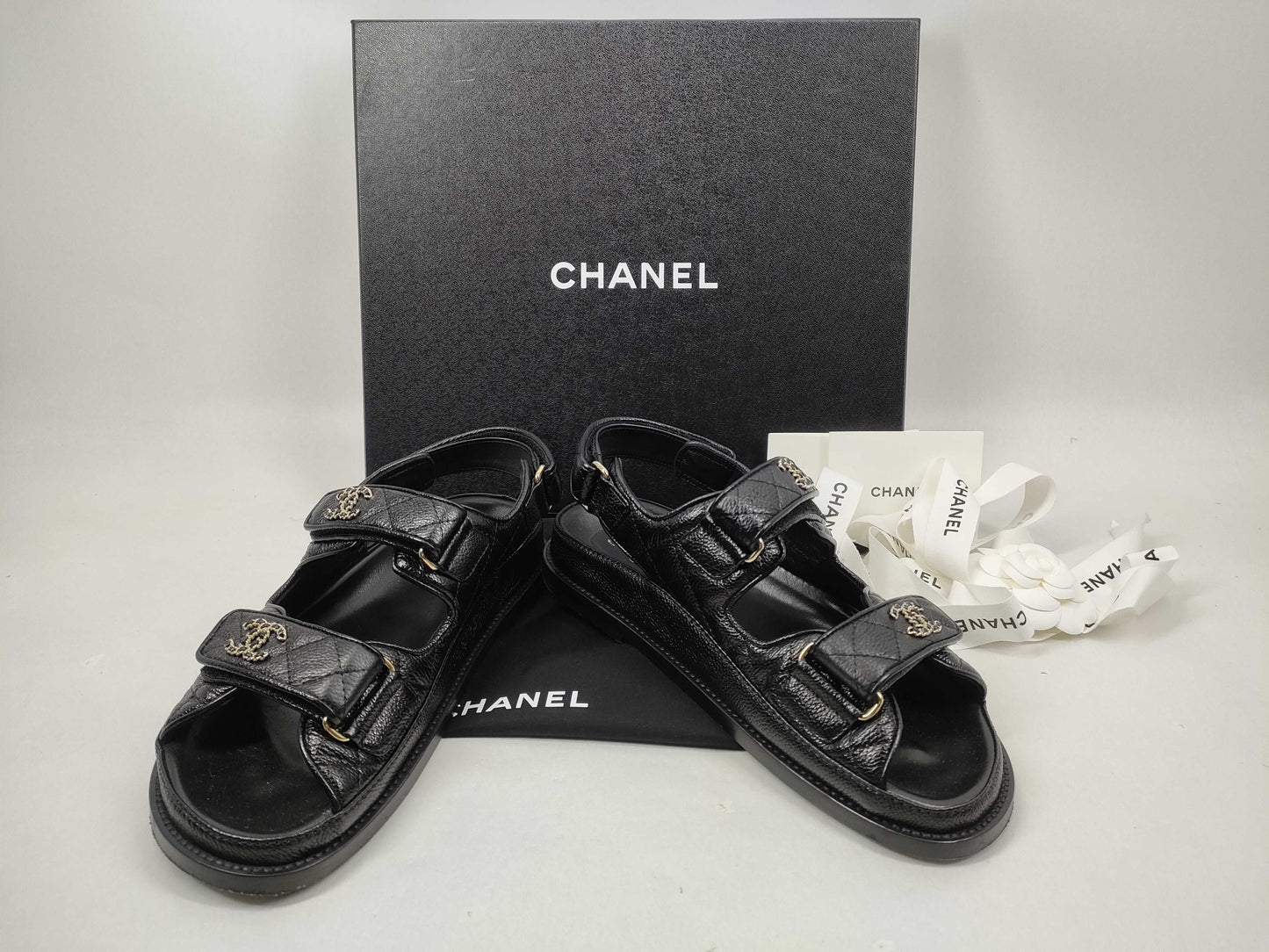 CHANEL Matelasse Gate Sandals/Matelasse/Coco Mark/37C Sandals