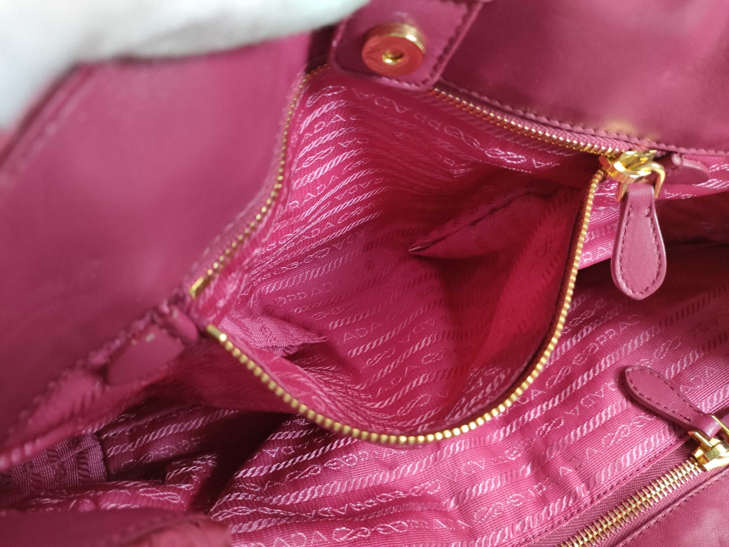 PRADA Nylon Frill Tote Bag/Red Handbag