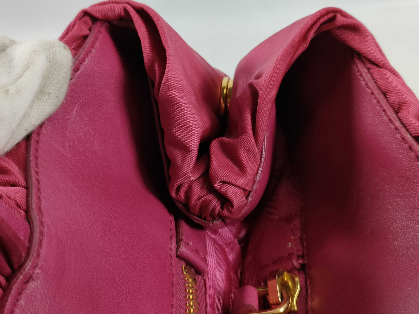 PRADA Nylon Frill Tote Bag/Red Handbag