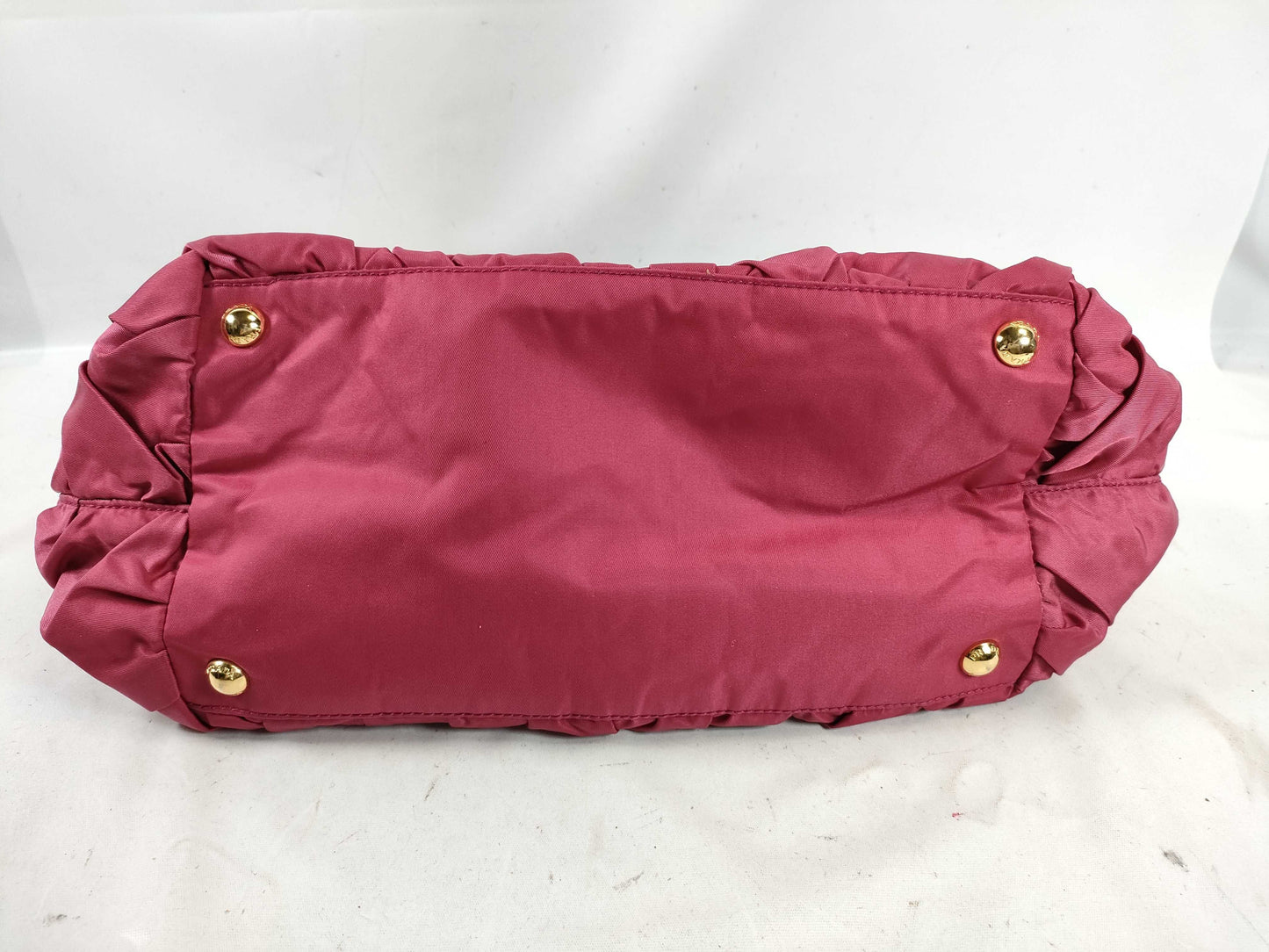 PRADA Nylon Frill Tote Bag/Red Handbag