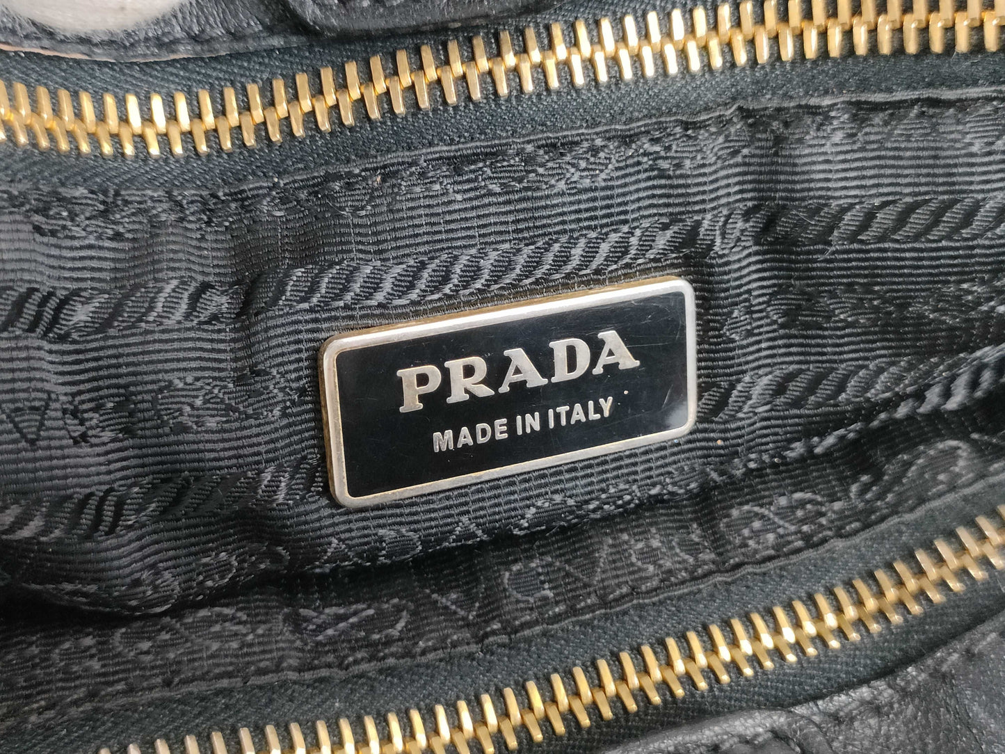 PRADA Nylon Frill Tote Bag/Black Handbag