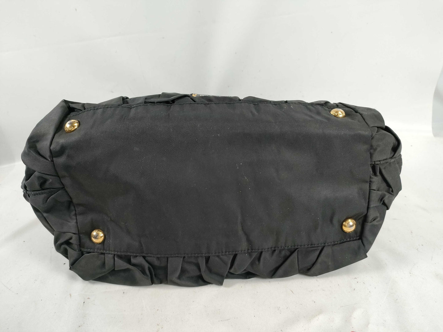 PRADA Nylon Frill Tote Bag/Black Handbag