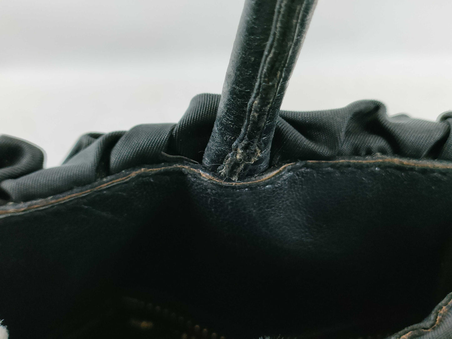 PRADA Nylon Frill Tote Bag/Black Handbag