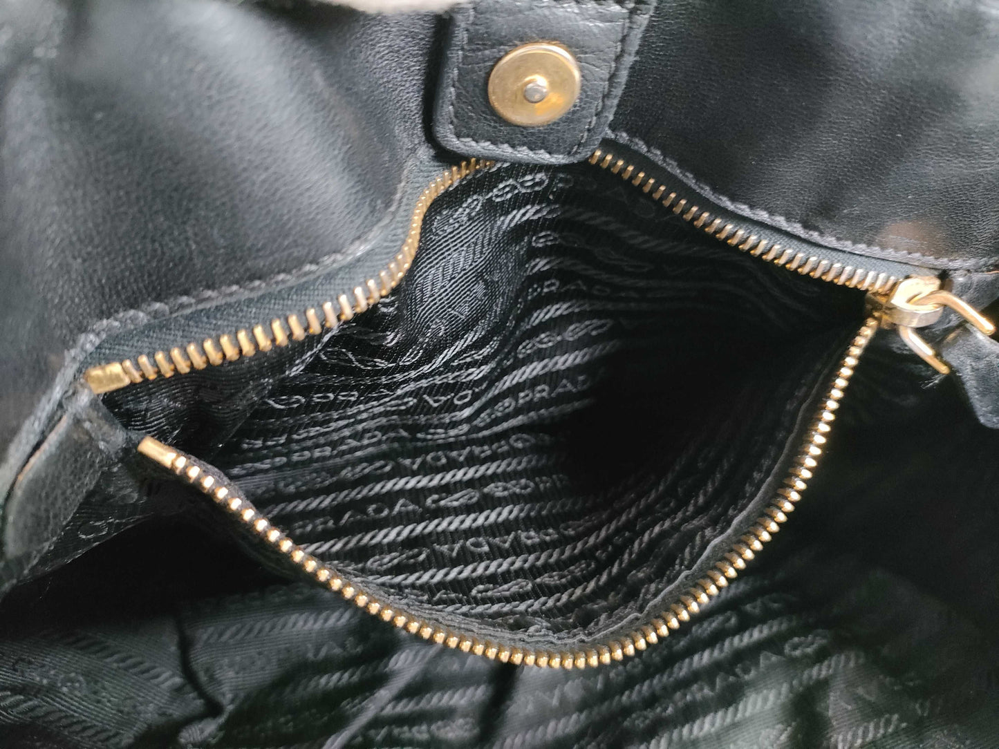 PRADA Nylon Frill Tote Bag/Black Handbag
