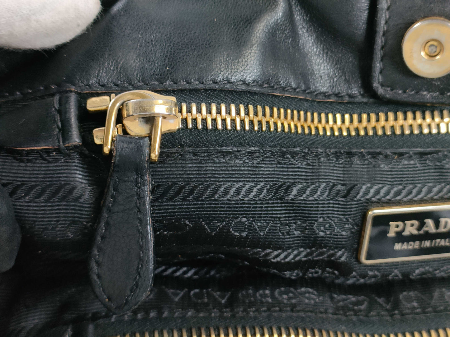 PRADA Nylon Frill Tote Bag/Black Handbag