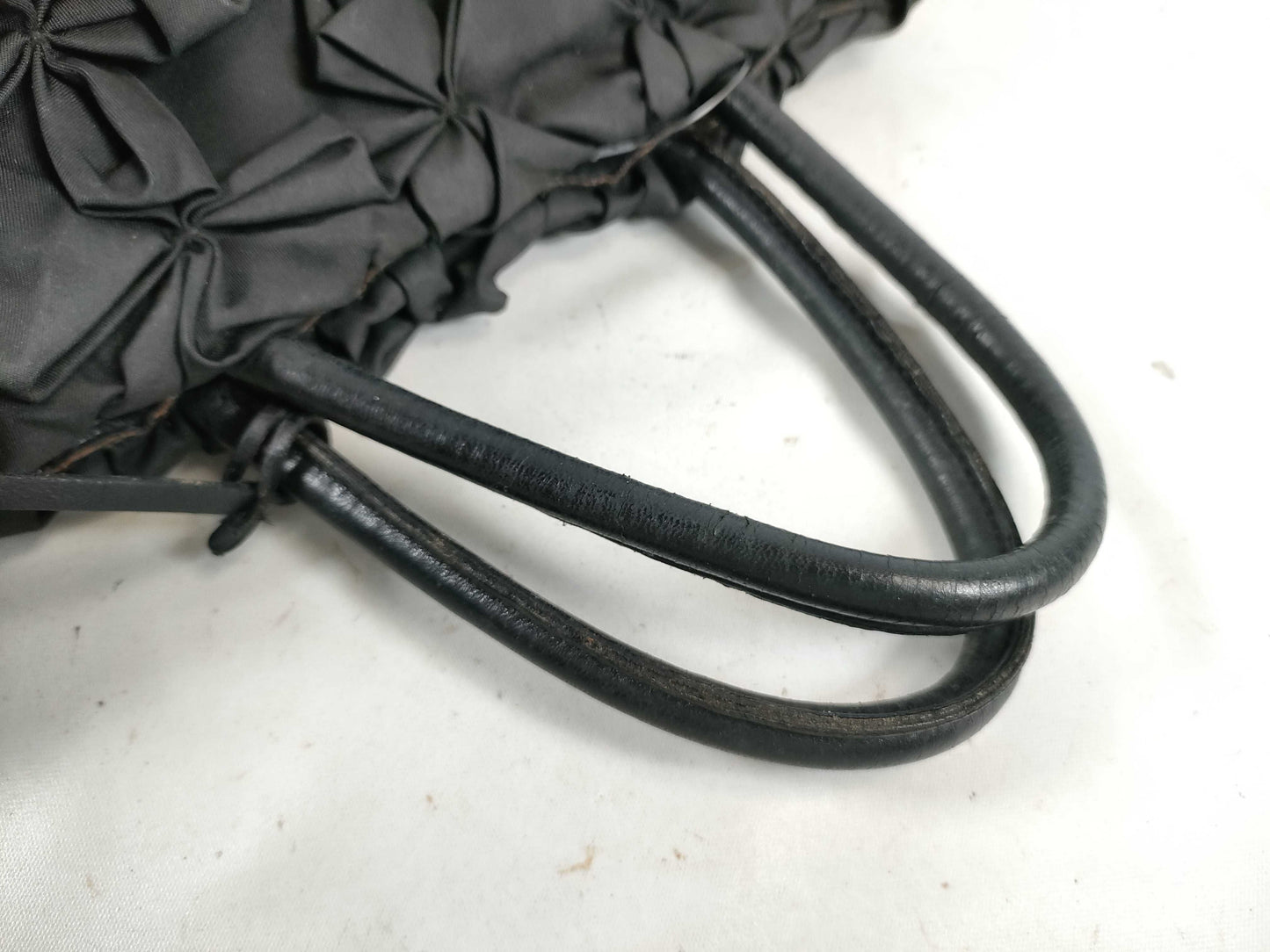 PRADA Nylon Frill Tote Bag/Black Handbag