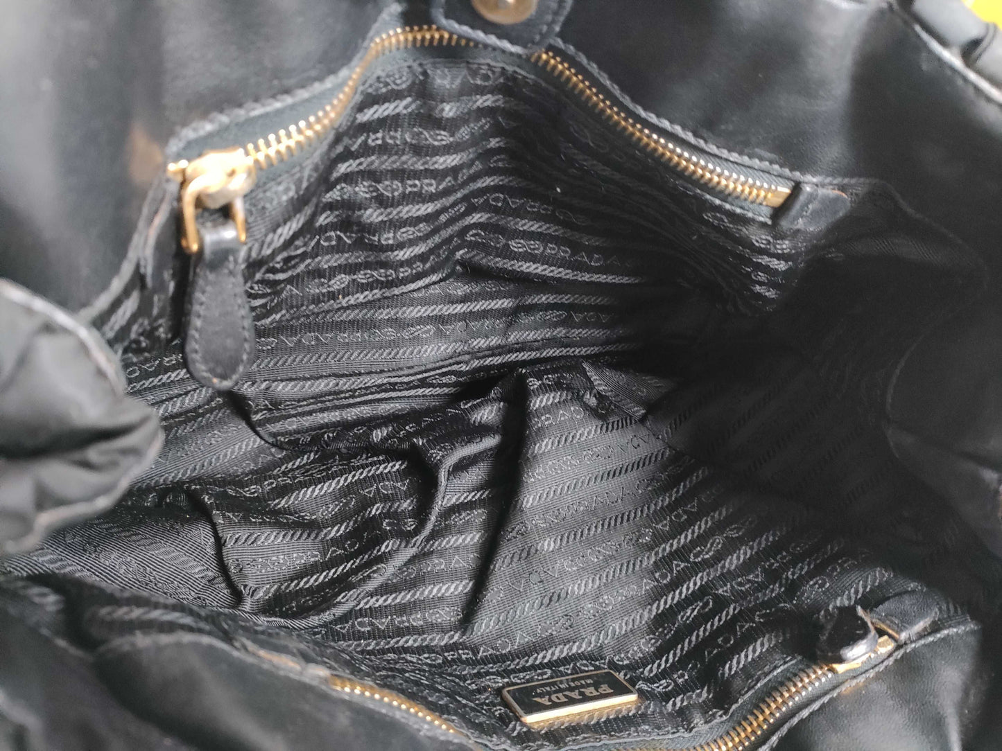 PRADA Nylon Frill Tote Bag/Black Handbag