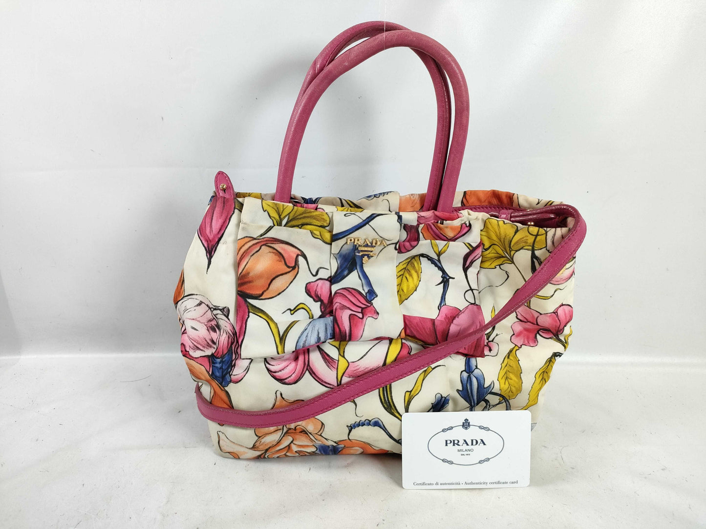 PRADA Floral Print 2-Way Tote Bag Shoulder Bag