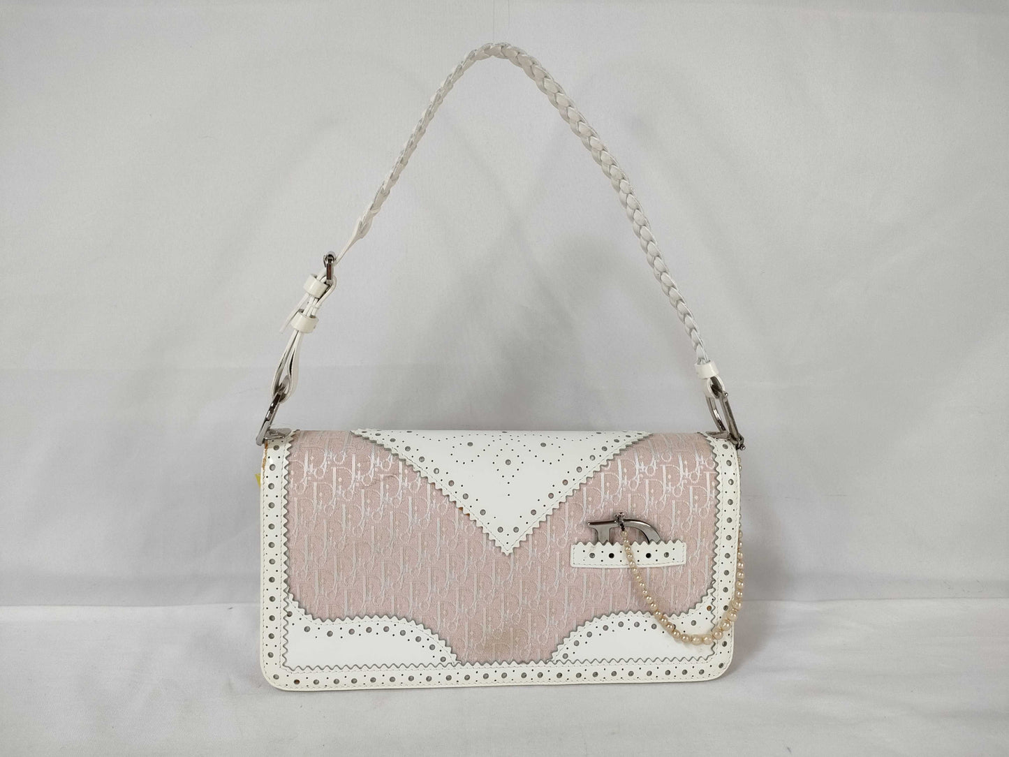 Dior Trotter One-Shoulder Canvas and Leather Shoulder Bag, Pink, 05-MA-0024
