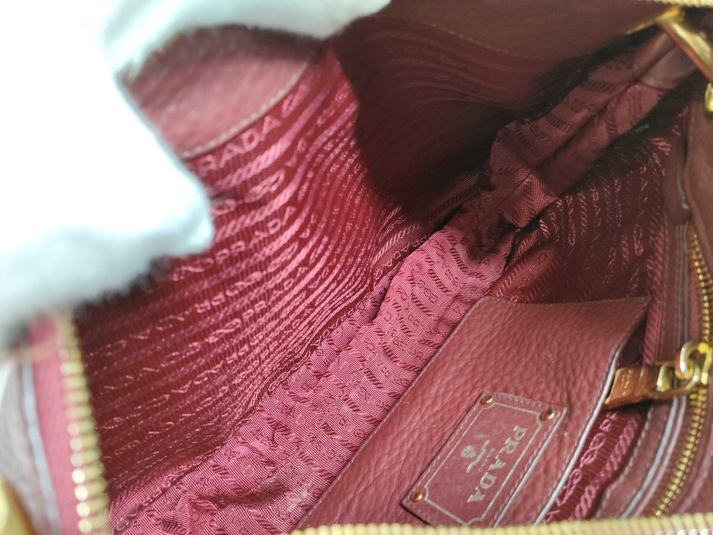 PRADA BR4894 Vitello Dino Burgundy Handbag