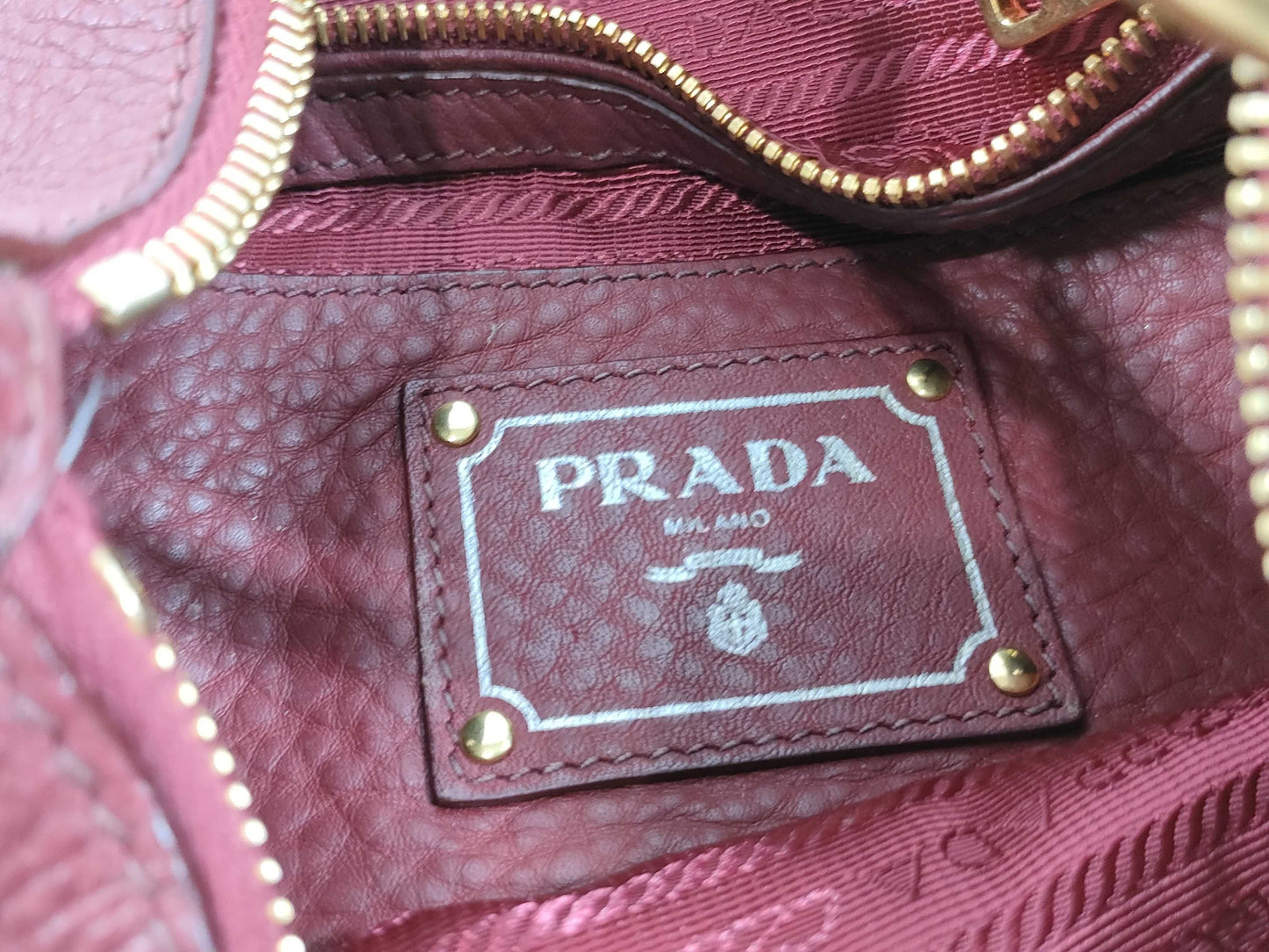 PRADA BR4894 Vitello Dino Burgundy Handbag