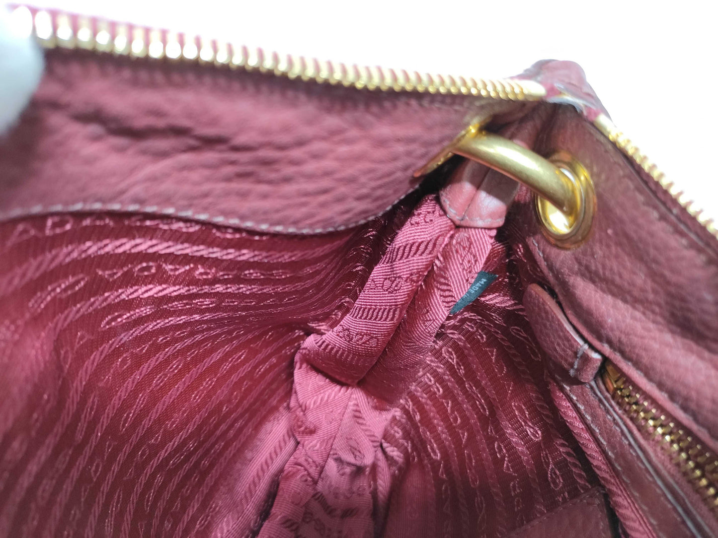 PRADA BR4894 Vitello Dino Burgundy Handbag