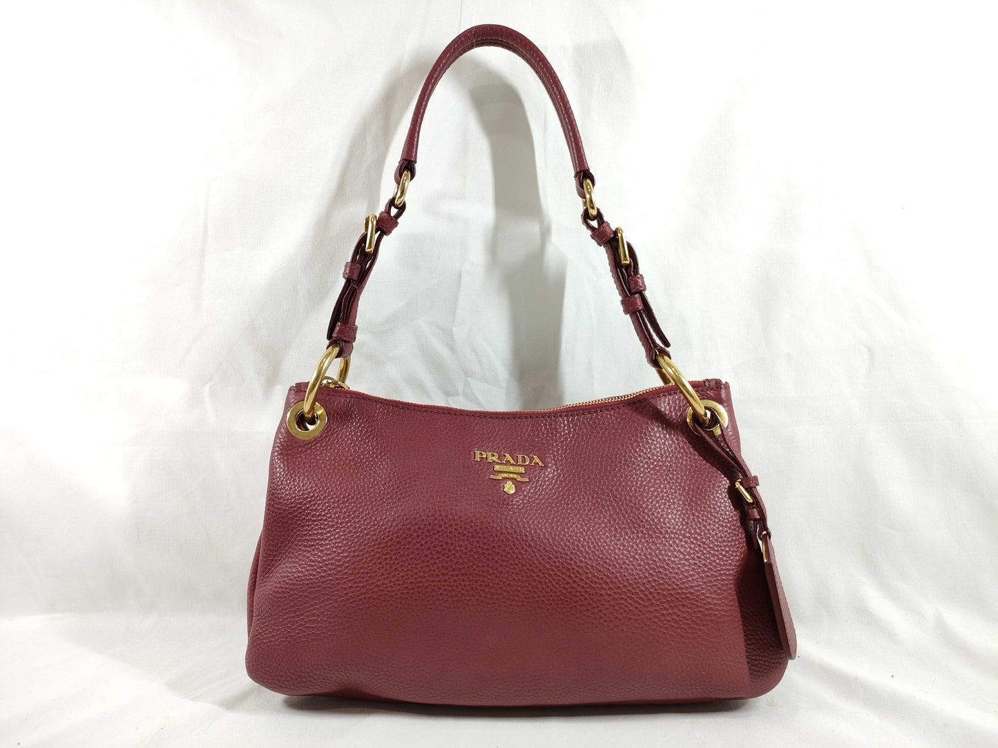 PRADA BR4894 Vitello Dino Burgundy Handbag