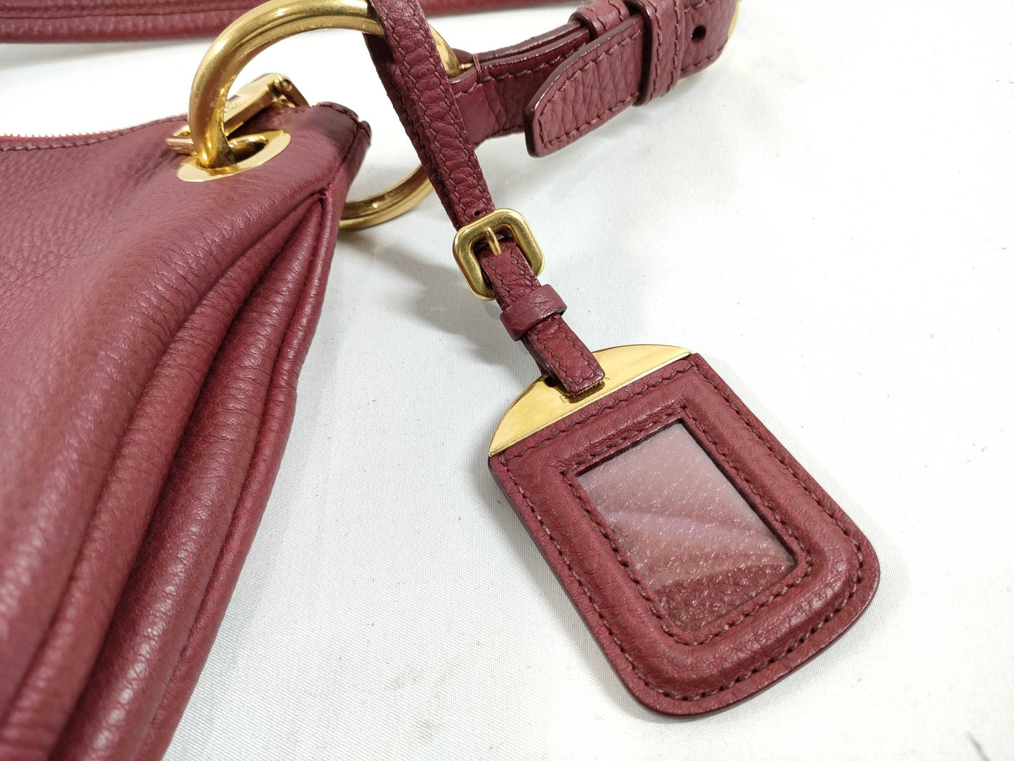 PRADA BR4894 Vitello Dino Burgundy Handbag