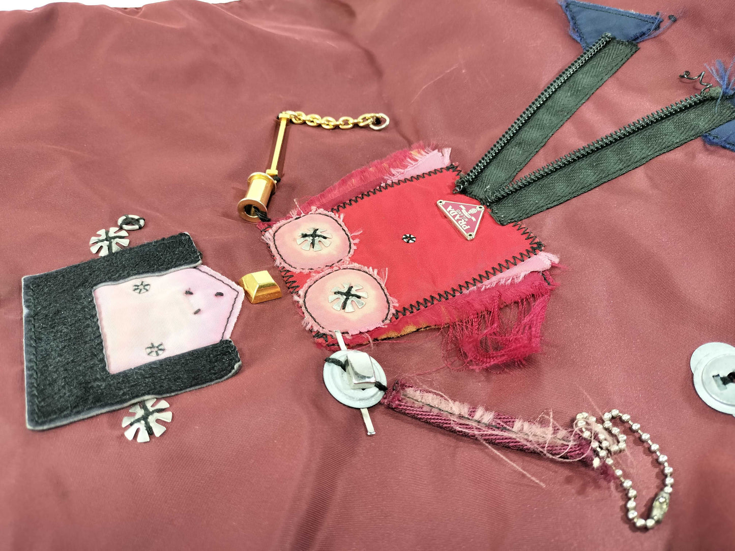 PRADA Nylon Bejeweled Robot Tote Handbag