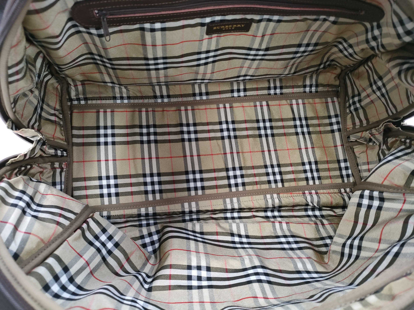 BURBERRY Leather Boston Bag with Nova Check Interior