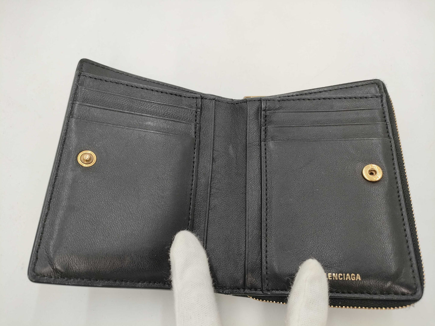 BALENCIAGA Bifold Zippy Wallet Leather Wallet