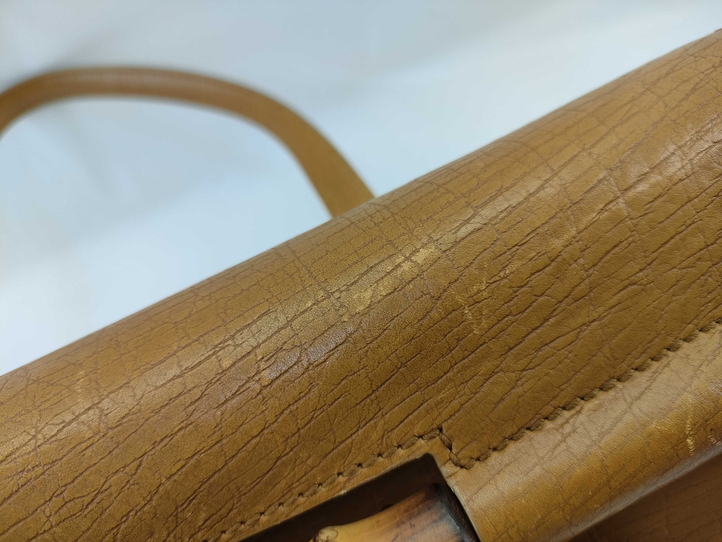 GUCCI Bamboo Hand Leather Camel 114993 2684 Handbag