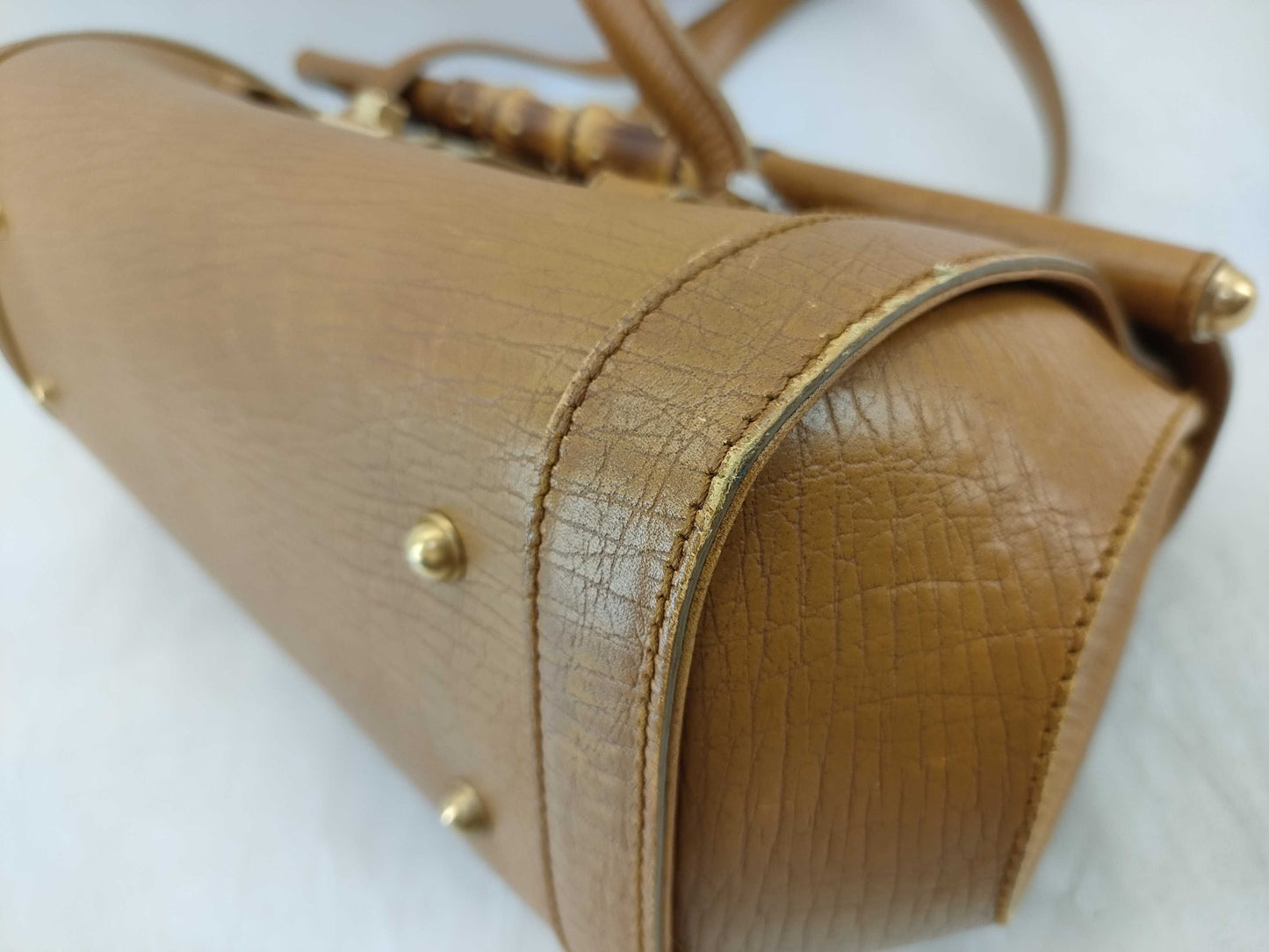 GUCCI Bamboo Hand Leather Camel 114993 2684 Handbag