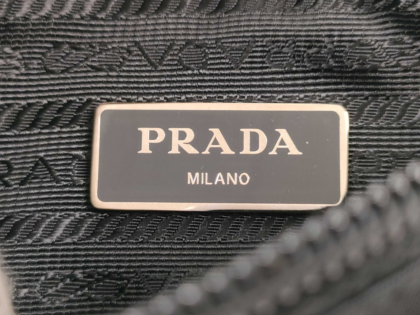 PRADA Nylon Shoulder Bag with Triangular Plate Waist Pouch