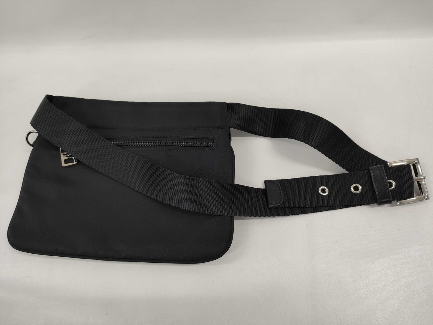 PRADA Nylon Shoulder Bag with Triangular Plate Waist Pouch