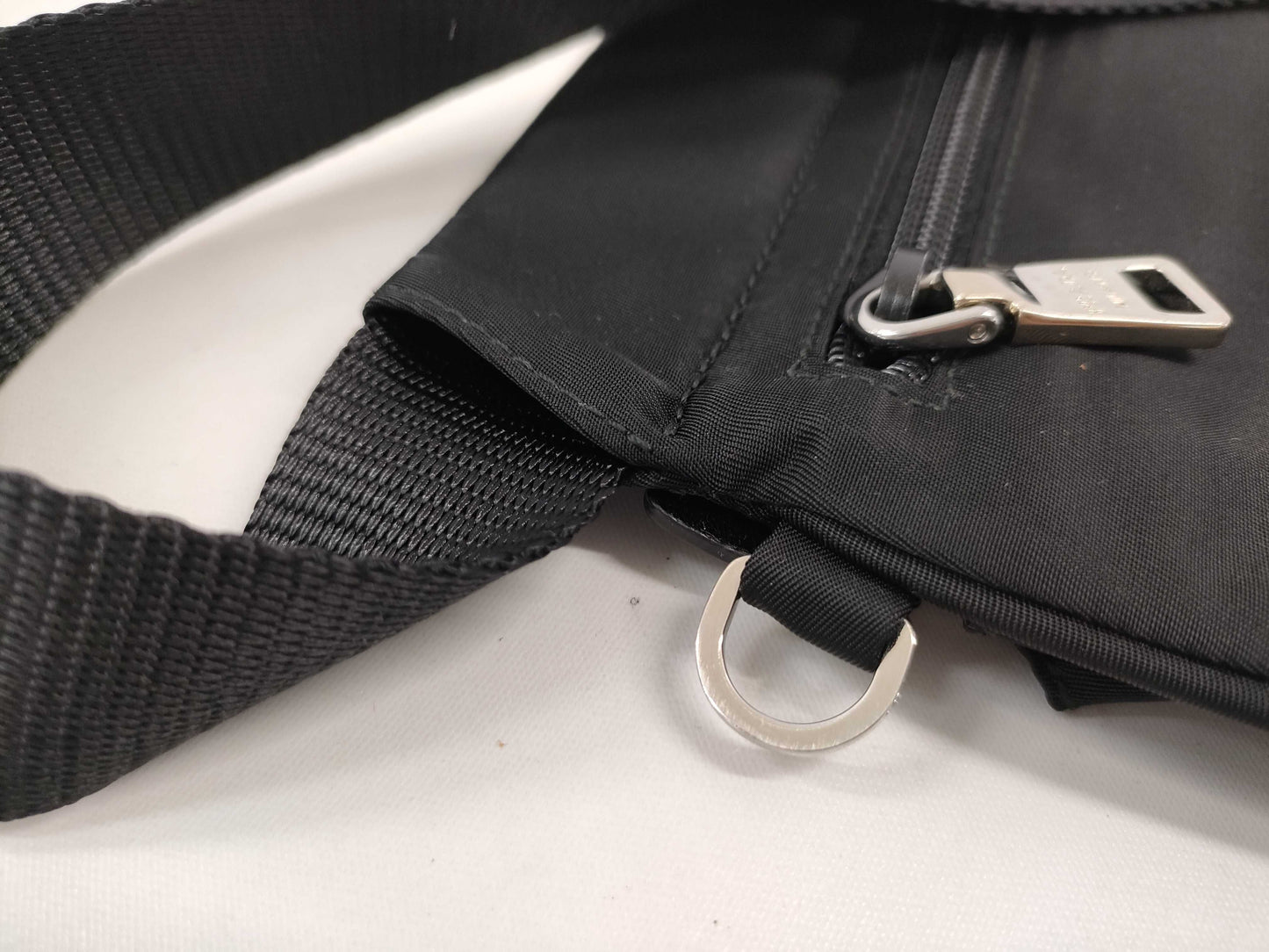 PRADA Nylon Shoulder Bag with Triangular Plate Waist Pouch