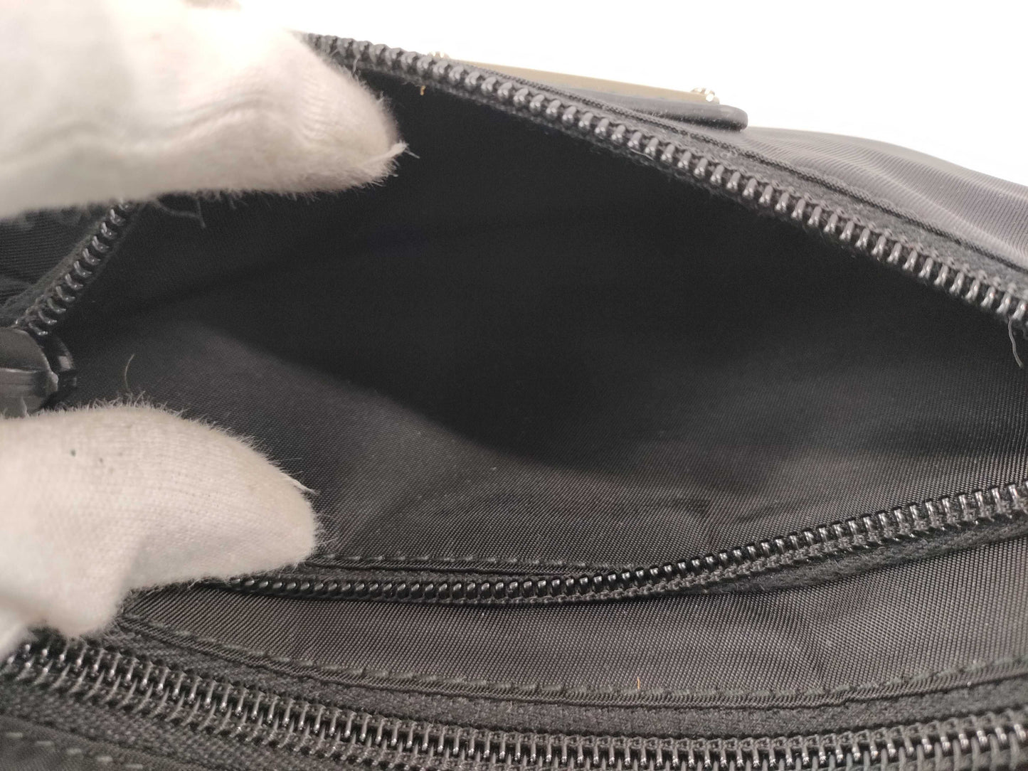 PRADA Nylon Shoulder Bag with Triangular Plate Waist Pouch