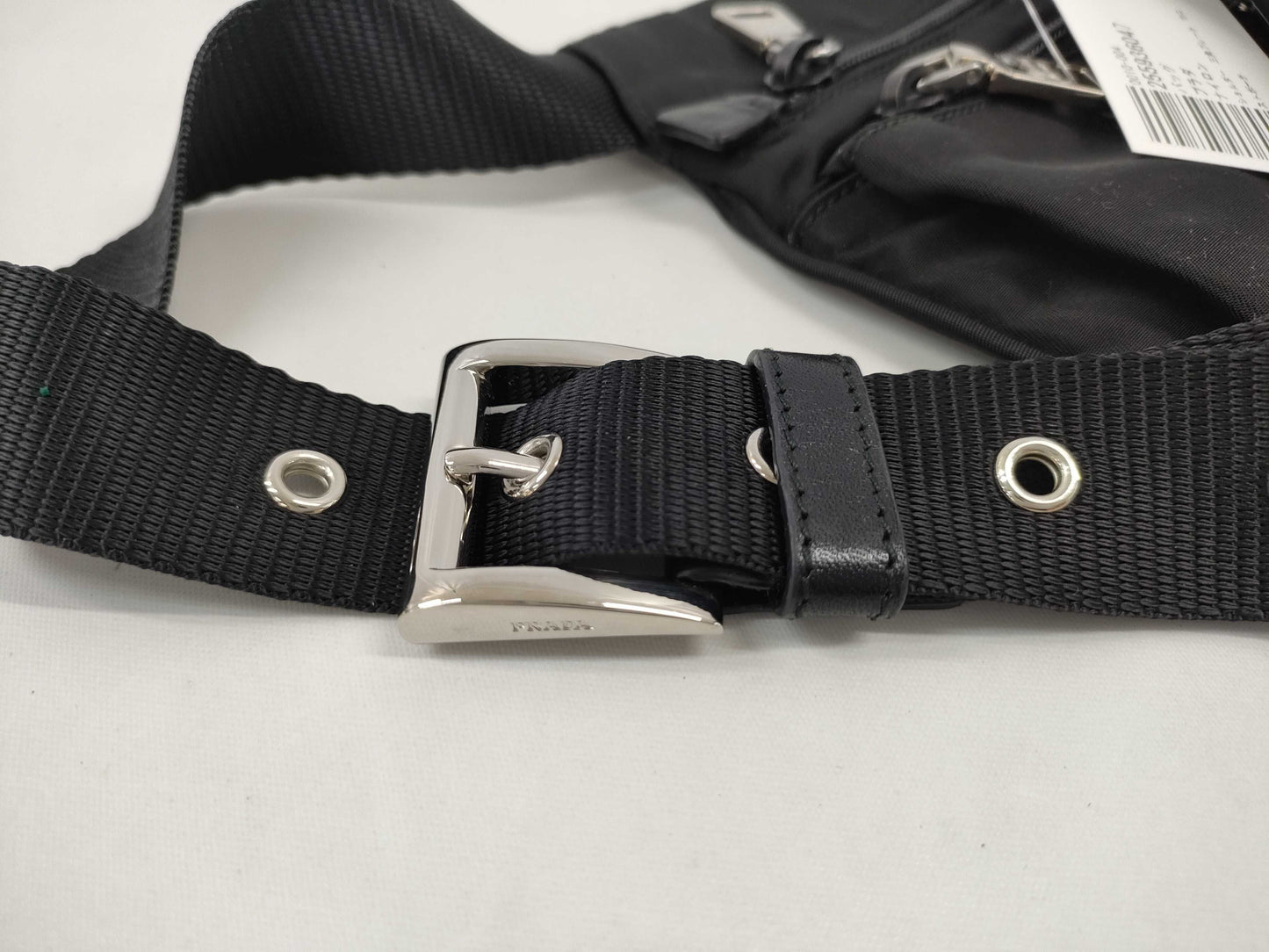 PRADA Nylon Shoulder Bag with Triangular Plate Waist Pouch