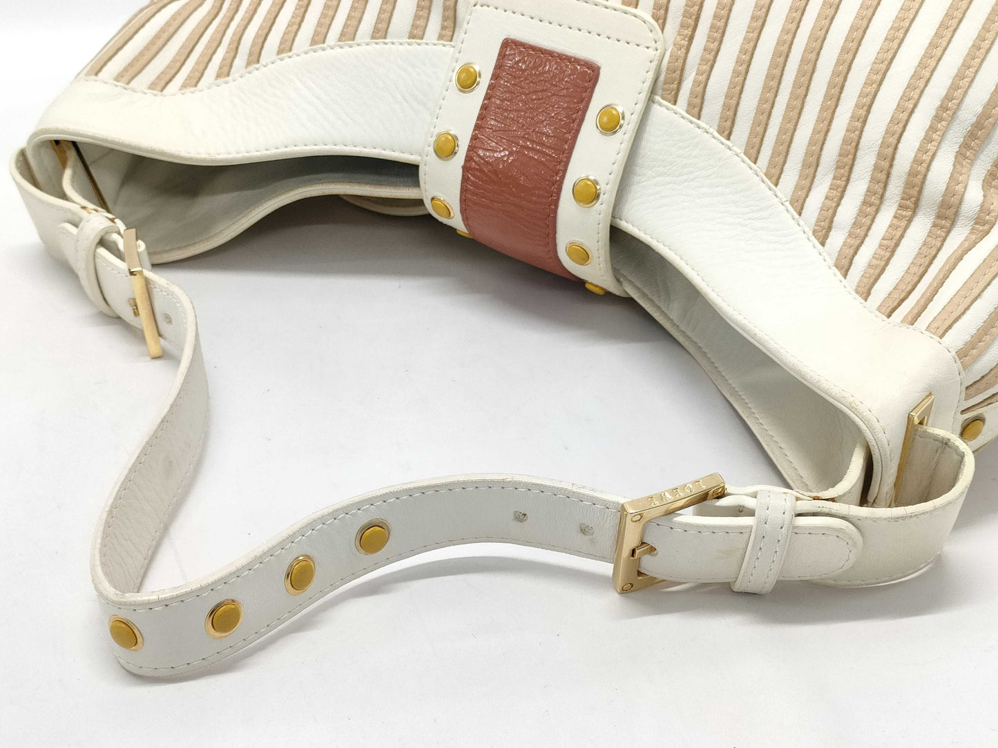 LOEWE Leather One-Shoulder Striped Shoulder Bag