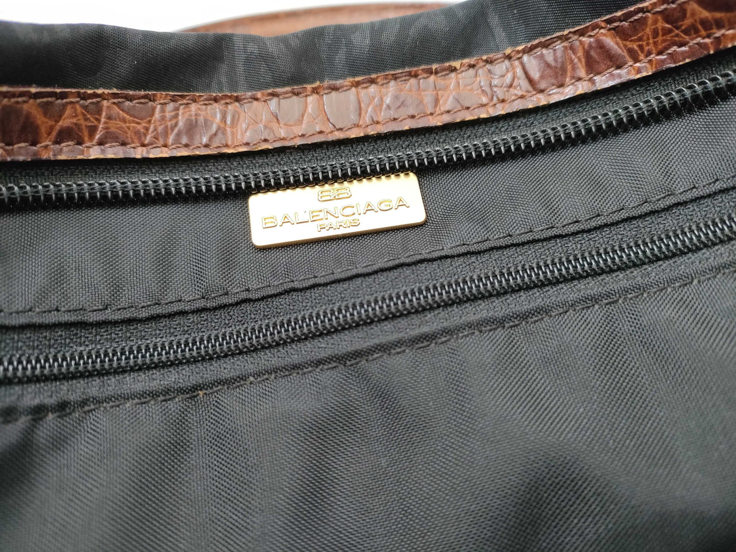 BALENCIAGA Nylon x Leather 2-Way Boston Bag