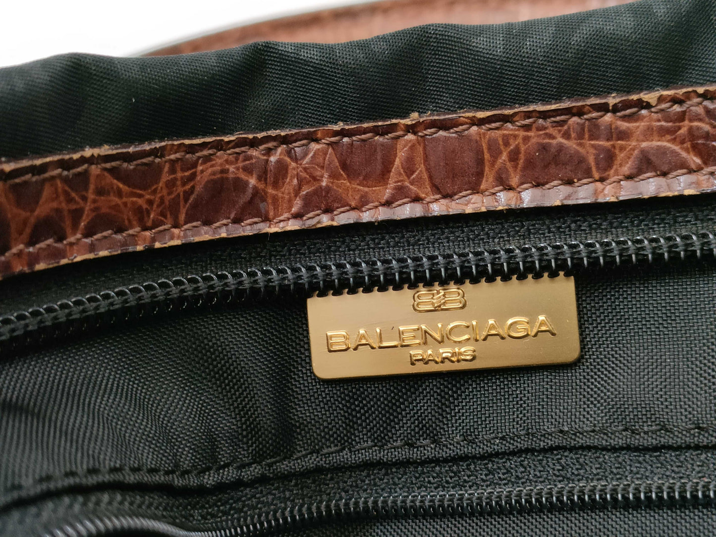 BALENCIAGA Nylon x Leather 2-Way Boston Bag