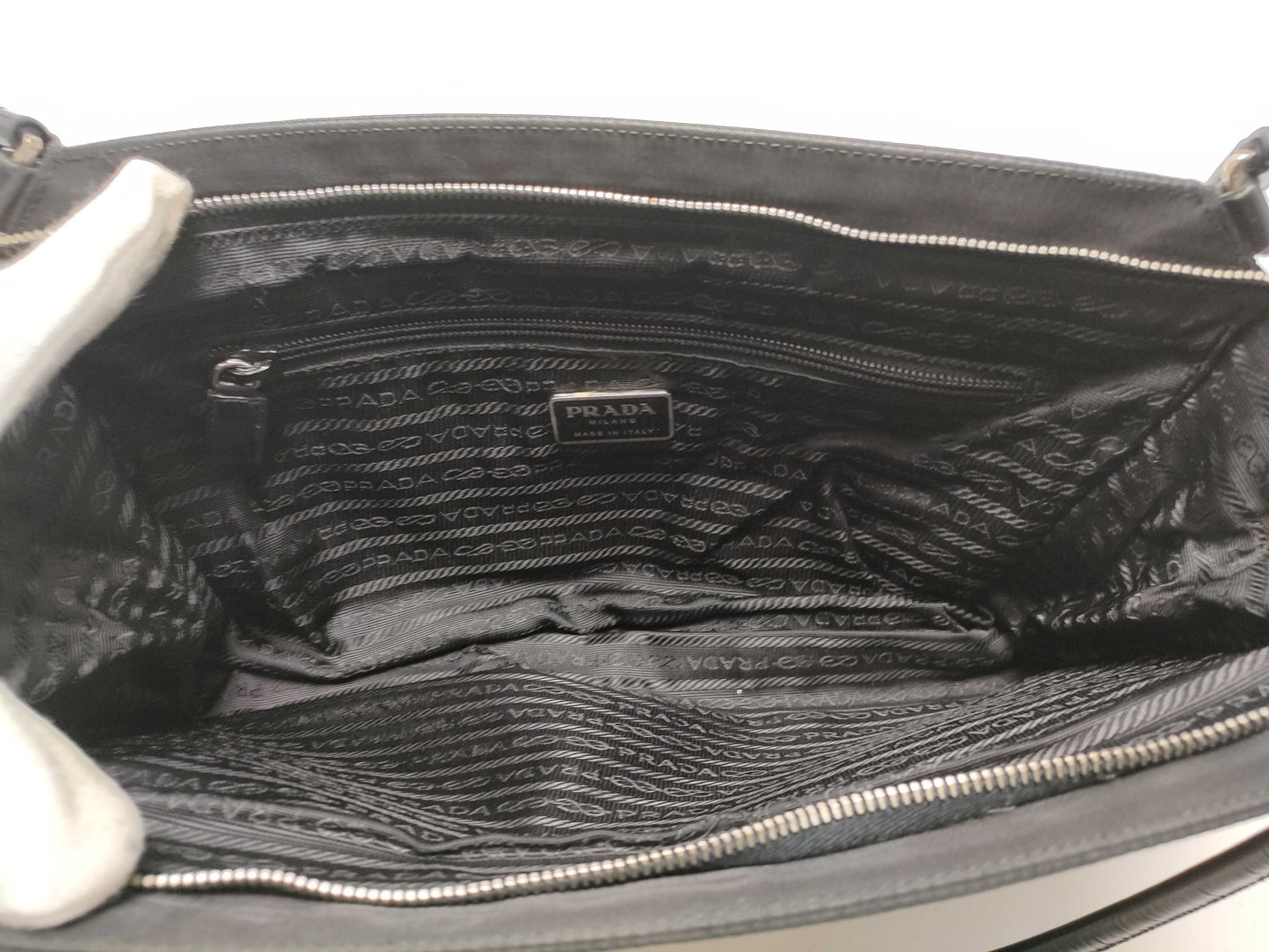 PRADA Nylon Hand Double Zipper Handbag