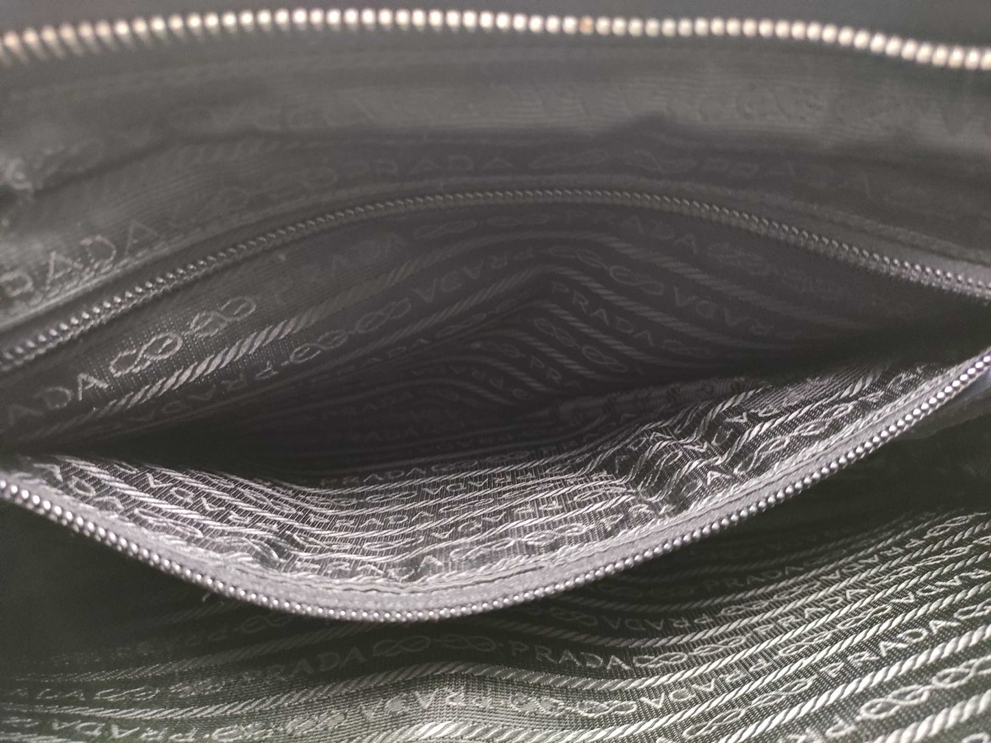 PRADA Nylon Hand Double Zipper Handbag