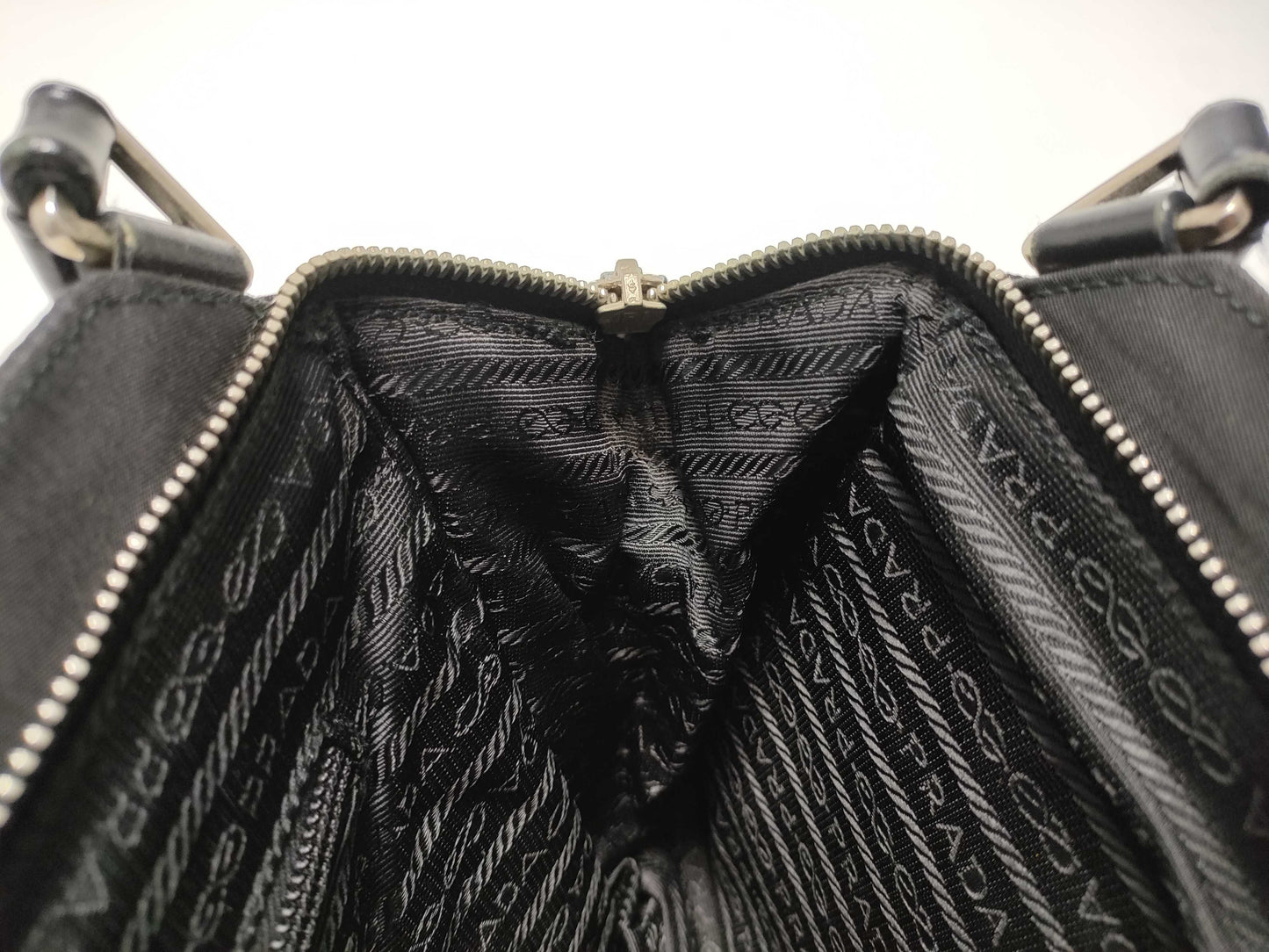 PRADA Nylon Hand Double Zipper Handbag
