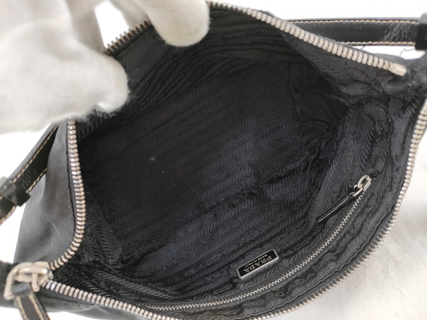 PRADA Nylon Mini Handbag with Triangle Plate