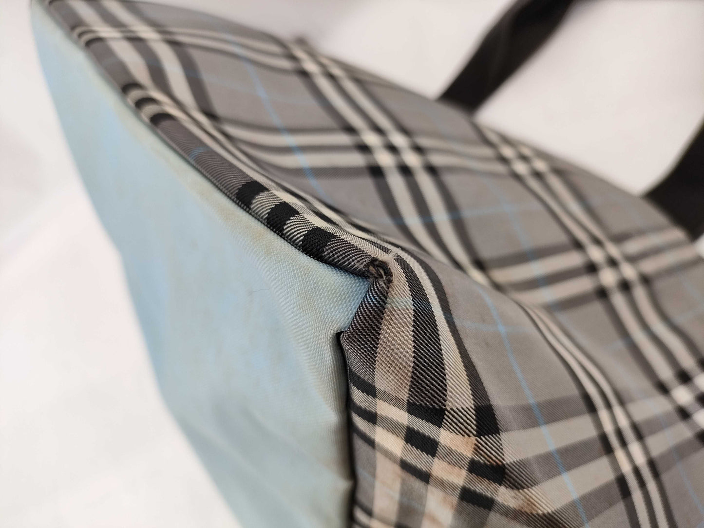 BURBERRY Blue Label Nova Check Zippered Gray Handbag