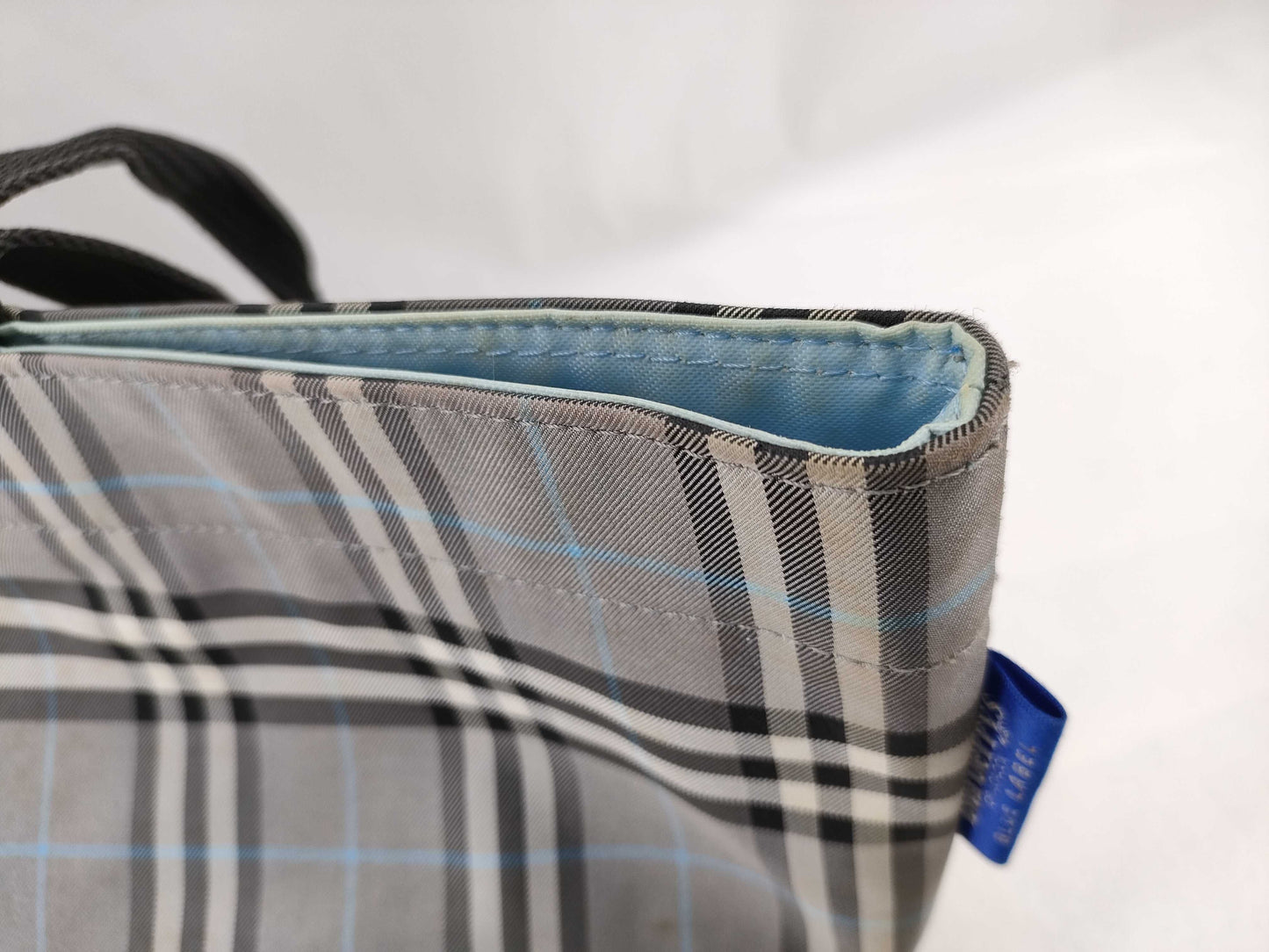 BURBERRY Blue Label Nova Check Zippered Gray Handbag