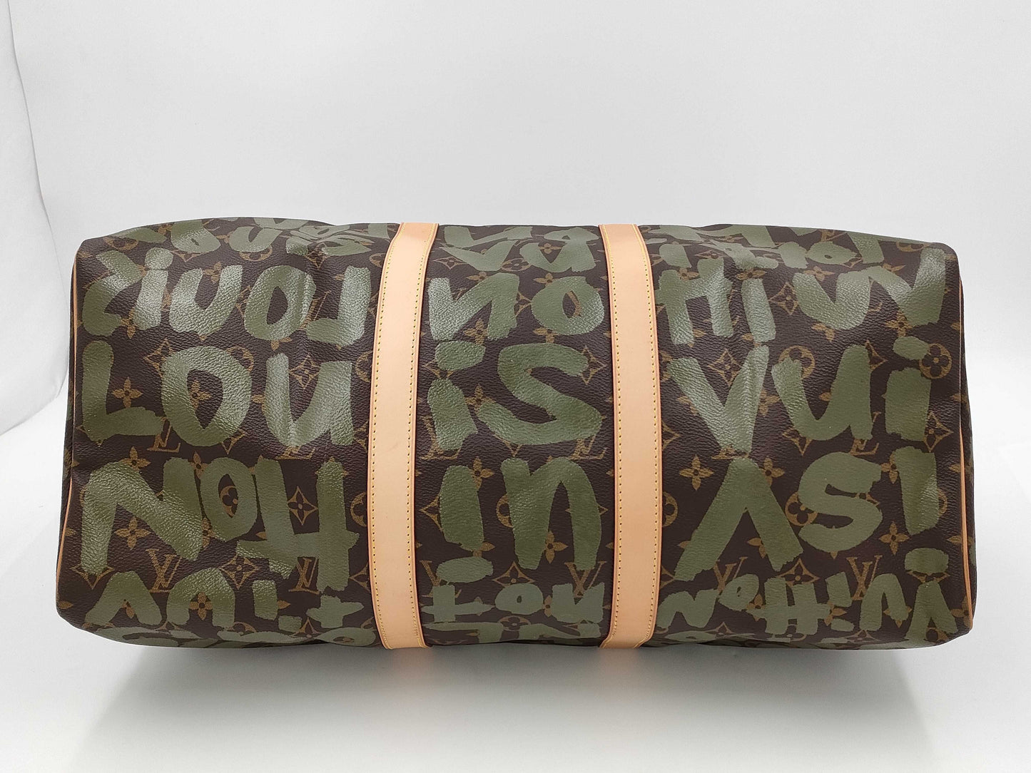 LOUIS VUITTON Monogram Graffiti Tiky Pole 50 Khaki Boston Bag