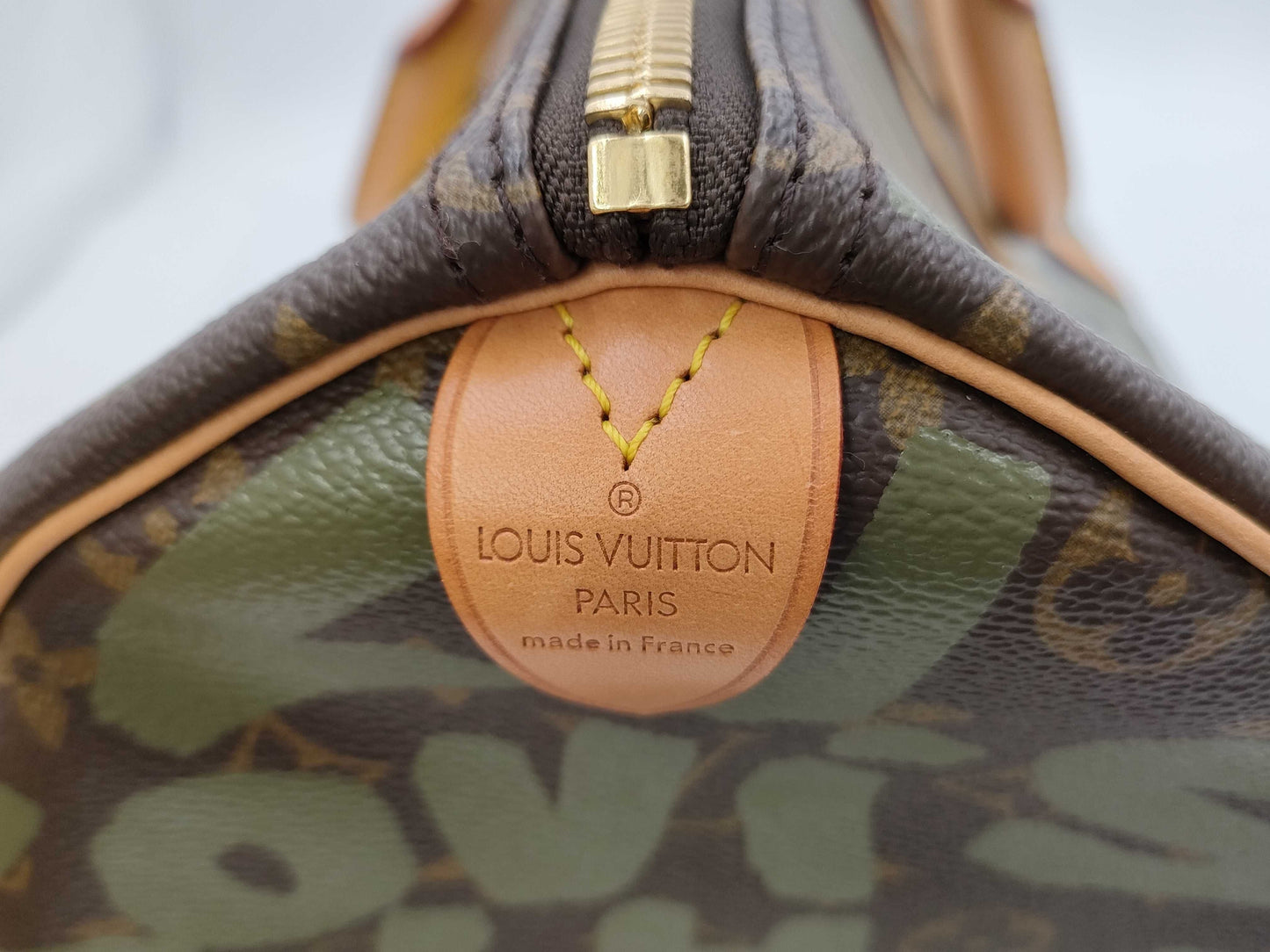 LOUIS VUITTON Monogram Graffiti Tiky Pole 50 Khaki Boston Bag