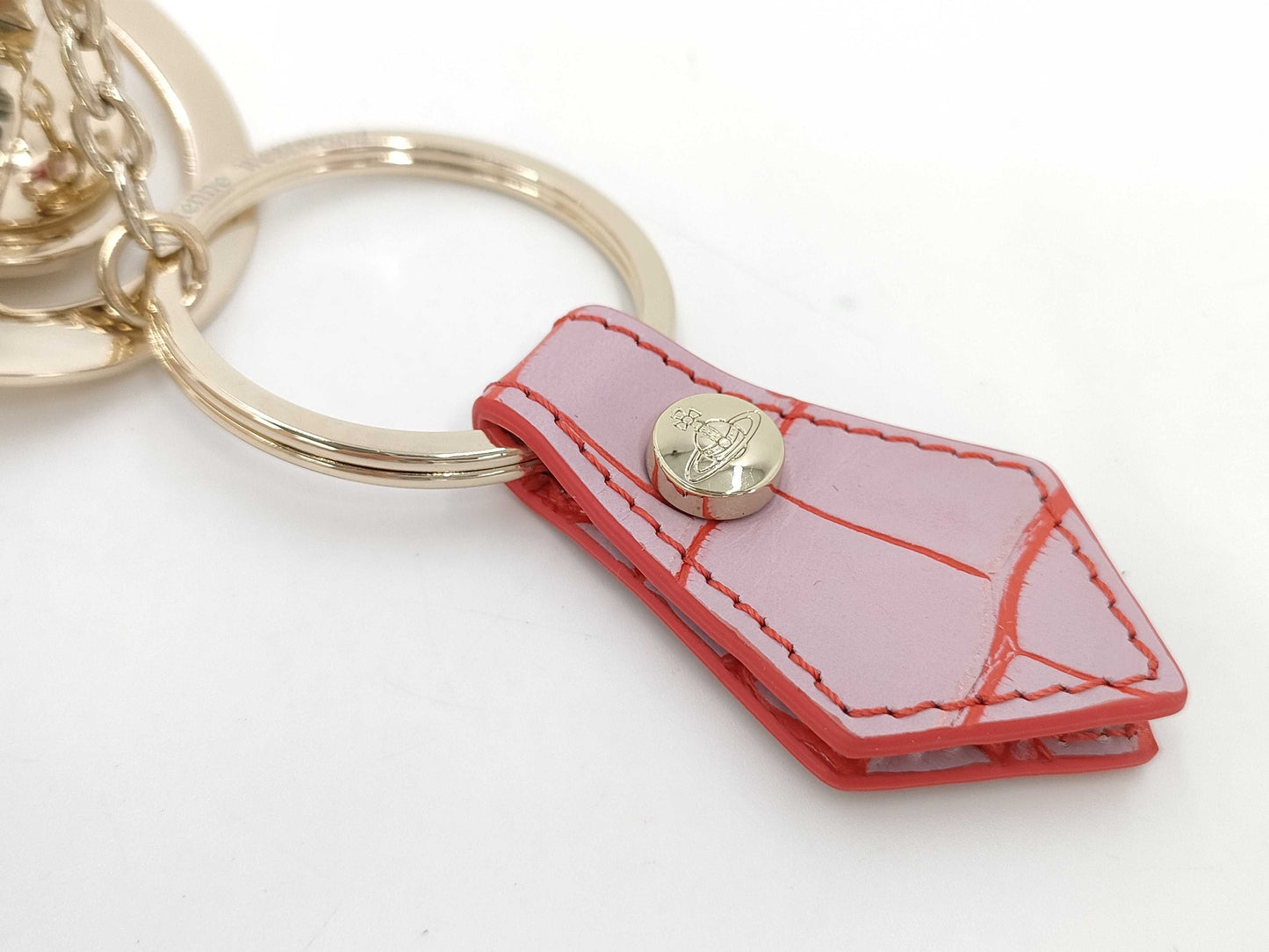 Vivienne Westwood Orb Plated x Leather Key Ring Gold Charm