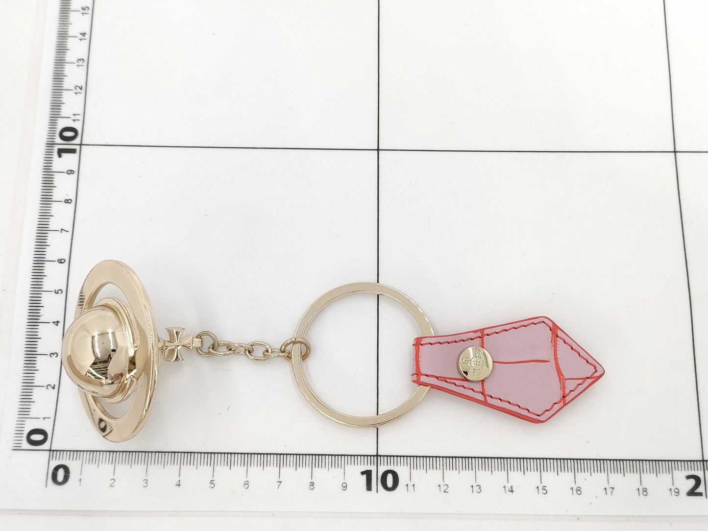 Vivienne Westwood Orb Plated x Leather Key Ring Gold Charm