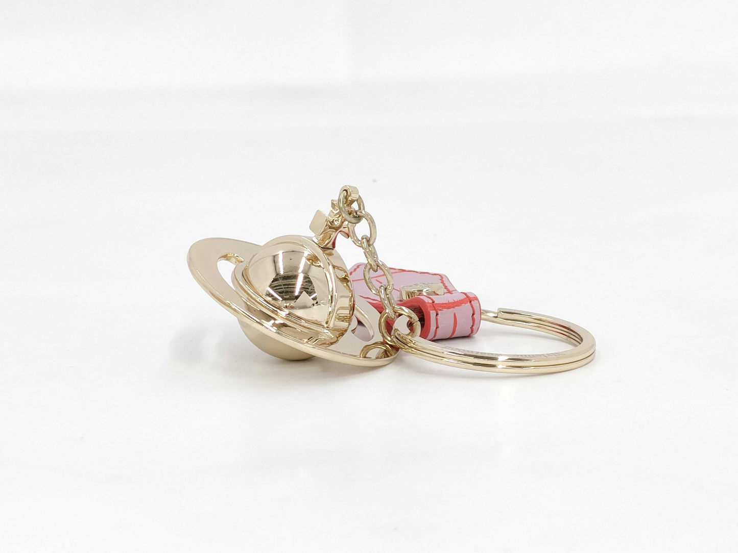 Vivienne Westwood Orb Plated x Leather Key Ring Gold Charm