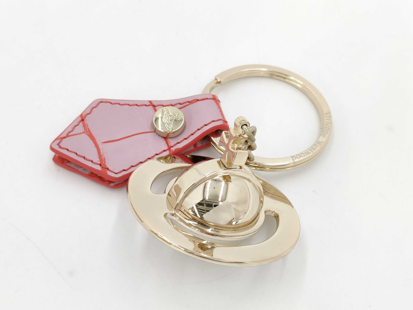 Vivienne Westwood Orb Plated x Leather Key Ring Gold Charm