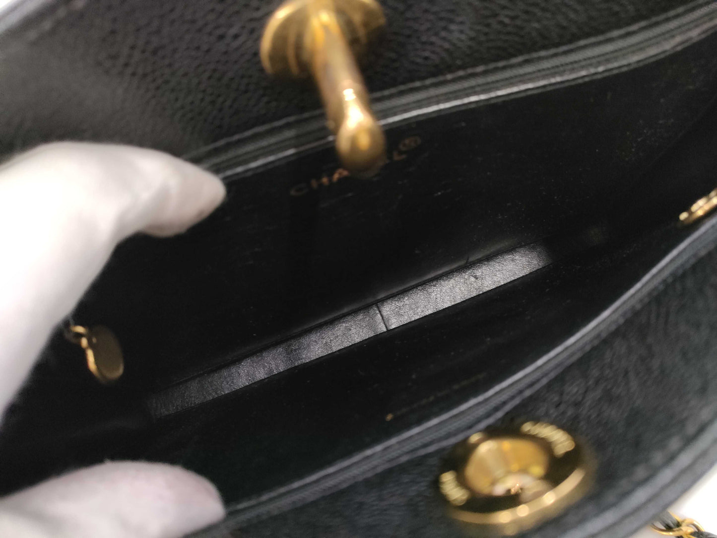 CHANEL Caviar Skin Deca Coco/Chain Tote/Shoulder Bag